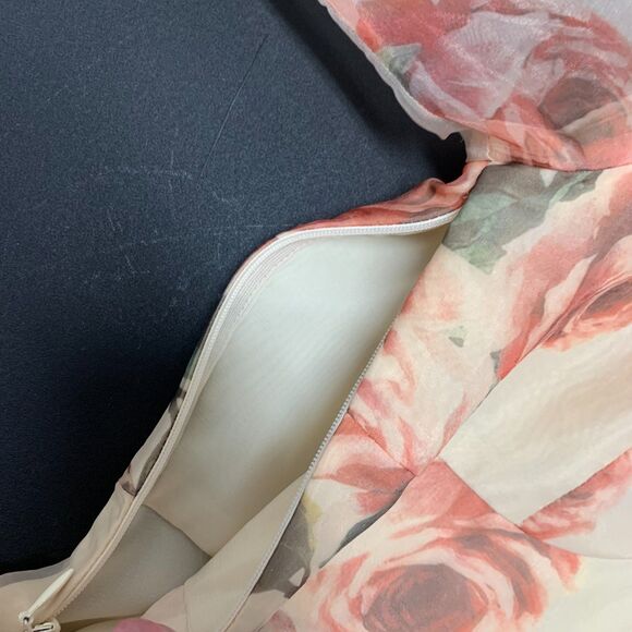 Womens Retro Romantic Floral Burgundy Crochet Lace Fitted Bodice Dress Medium - Picture 6 of 13